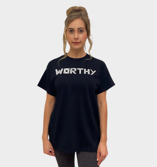 Unisex Black & White WORTHY T-shirt
