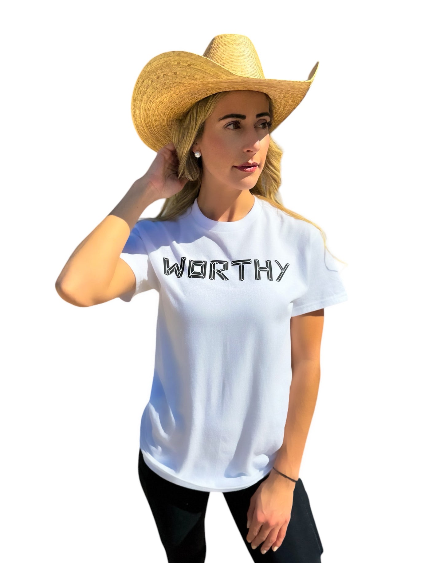 Unisex White & Black WORTHY T-shirt