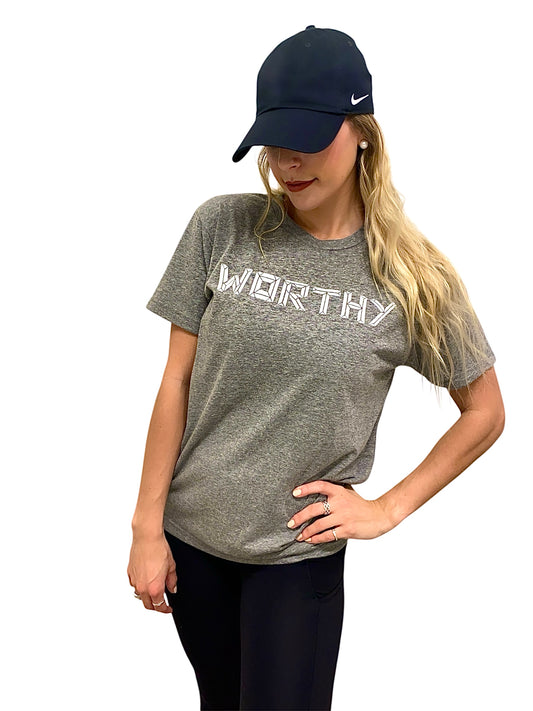Unisex Grey & White WORTHY T-shirt