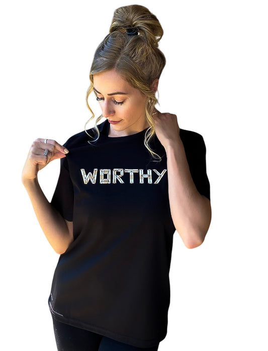 Unisex Black Checkerboard WORTHY T-shirt