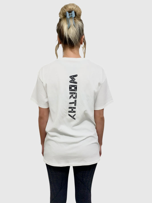 Unisex White WORTHY T-shirt